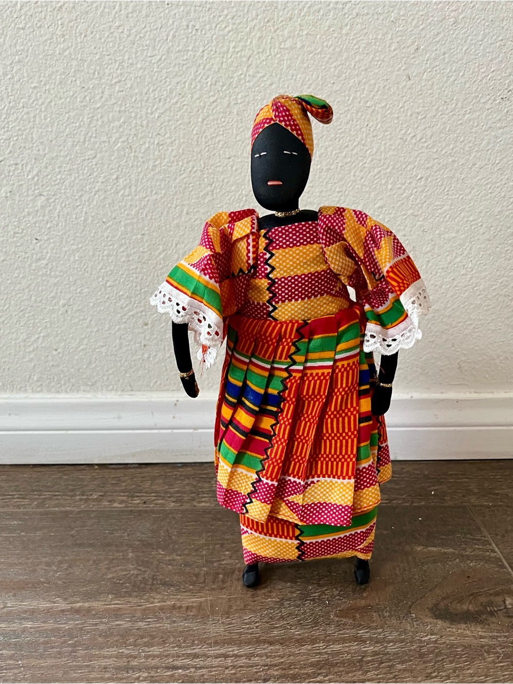 Handmade African Fabric Doll with Traditional Clothing